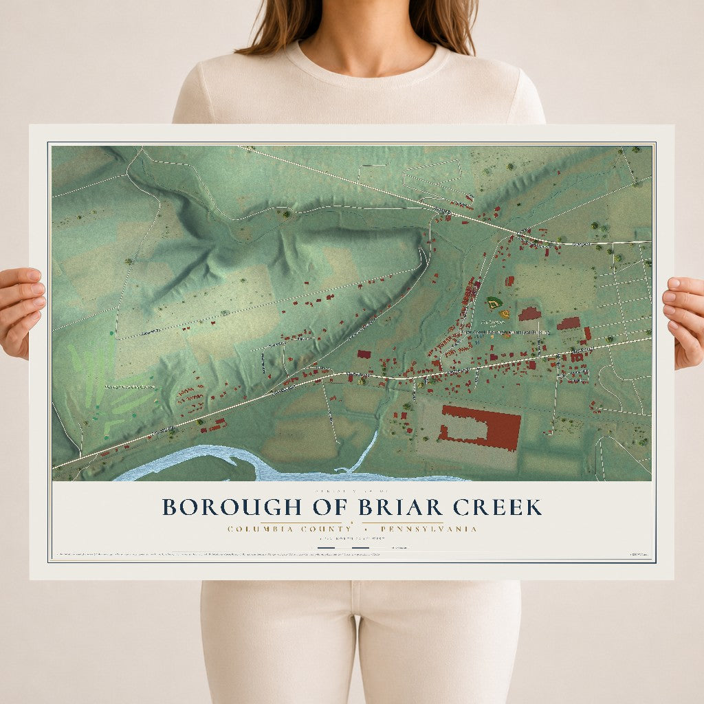 Map of the Borough of Briar Creek, Columbia County, Pennsylvania, 18 x 24 inch unframed archival matte print