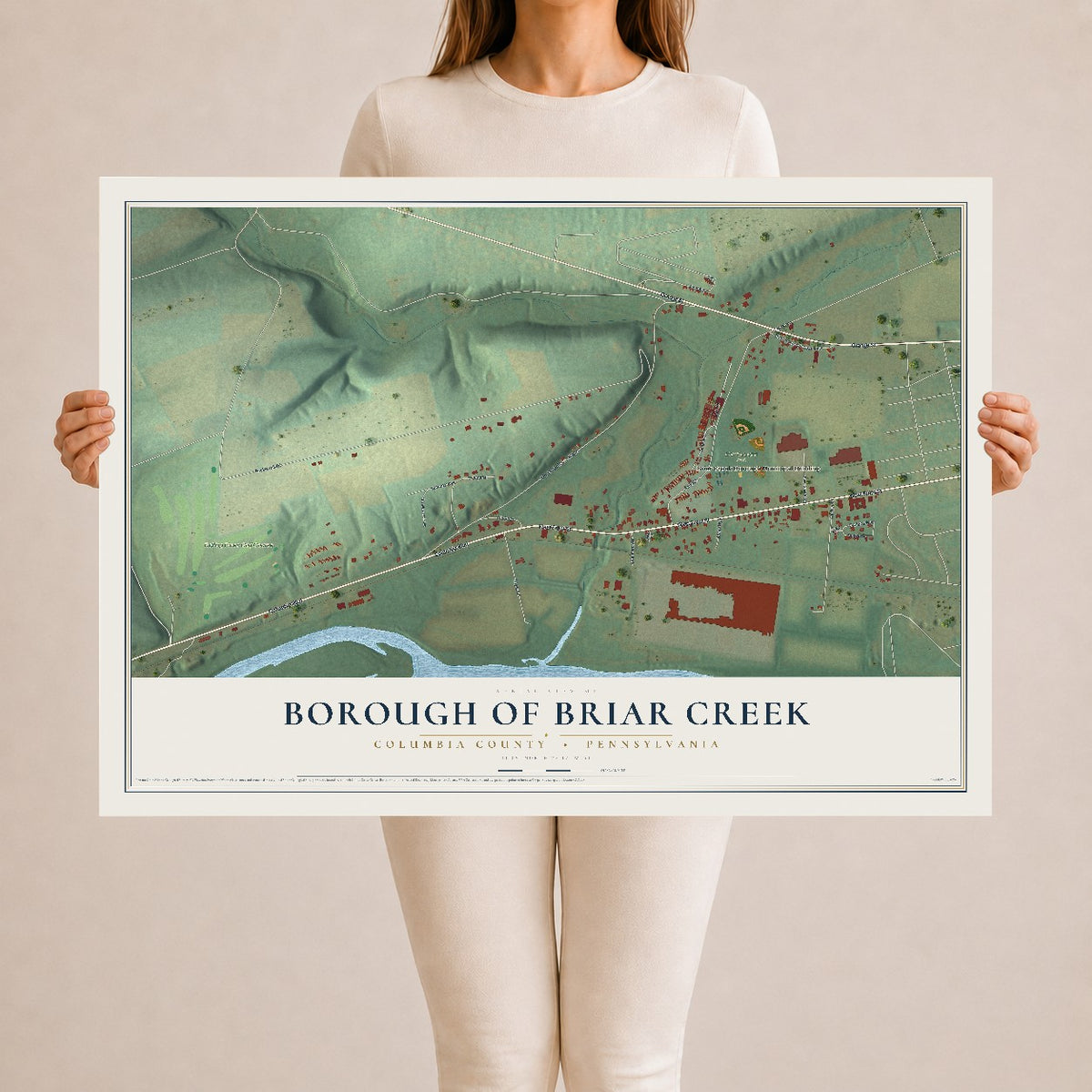 Map of the Borough of Briar Creek, Columbia County, Pennsylvania, 24 x 36 inch unframed archival matte print