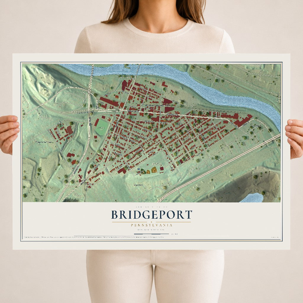 Map of Bridgeport, Pennsylvania, 18 x 24 inch unframed archival matte print