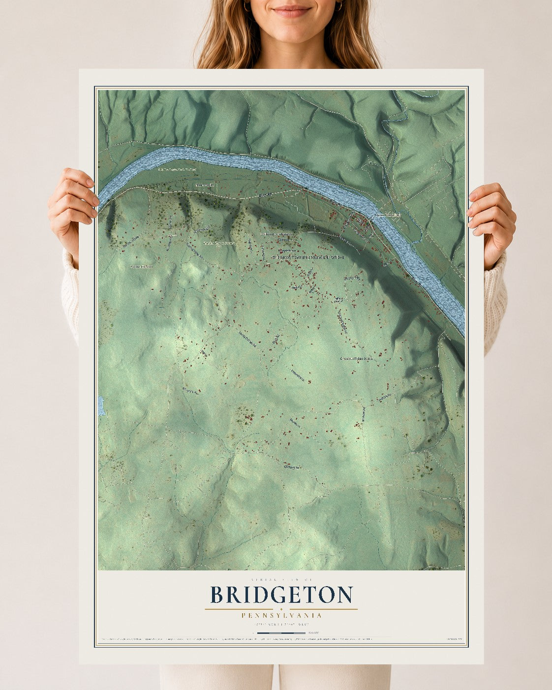 Map of Bridgeton, Pennsylvania, 24 x 36 inch unframed archival matte print