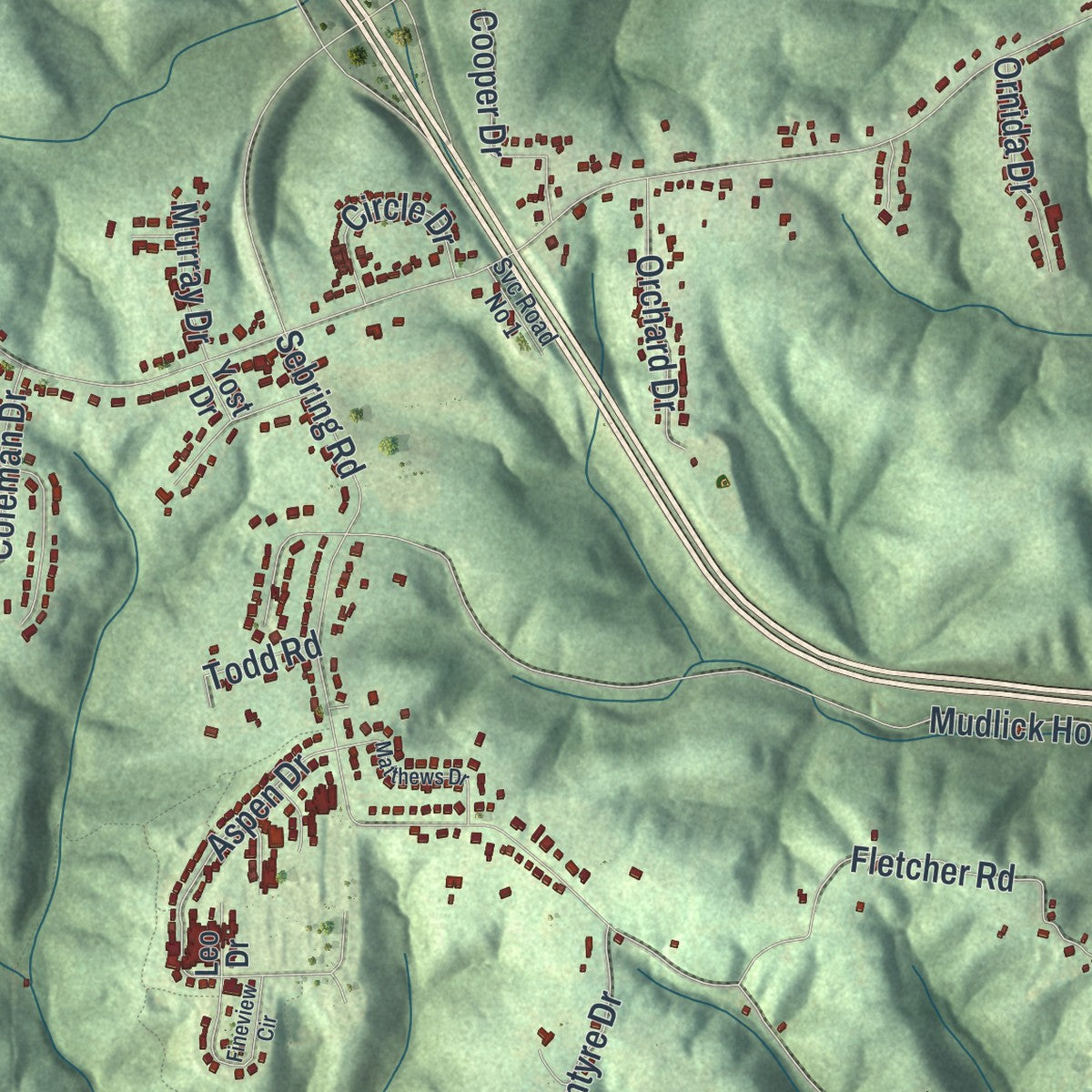 Second close-up of the map of Brighton, Pennsylvania print showing more streets and buildings