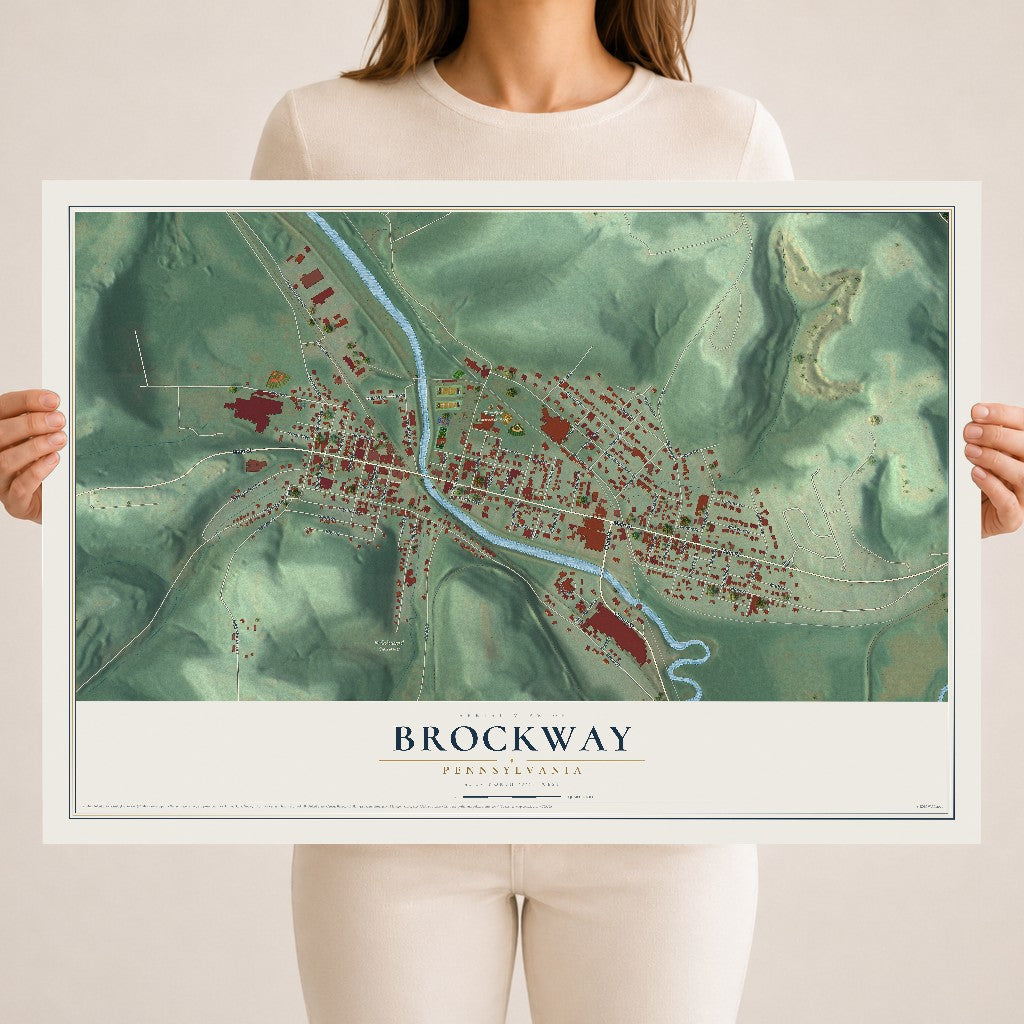 Map of Brockway, Pennsylvania, 18 x 24 inch unframed archival matte print