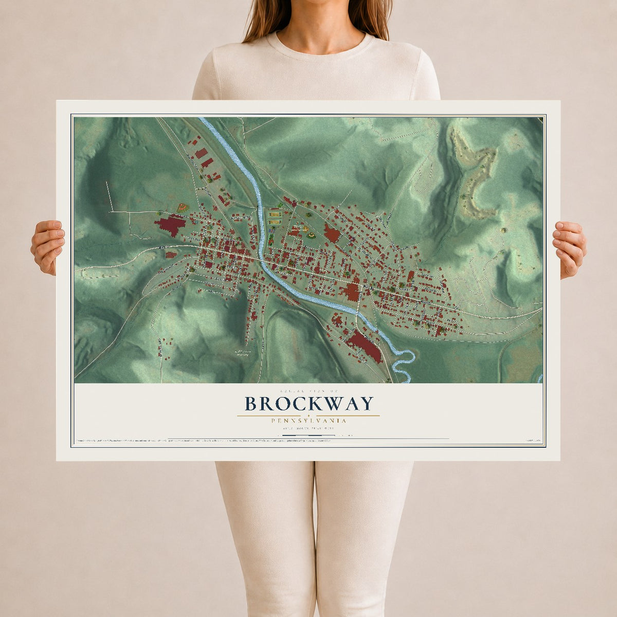 Map of Brockway, Pennsylvania, 24 x 36 inch unframed archival matte print