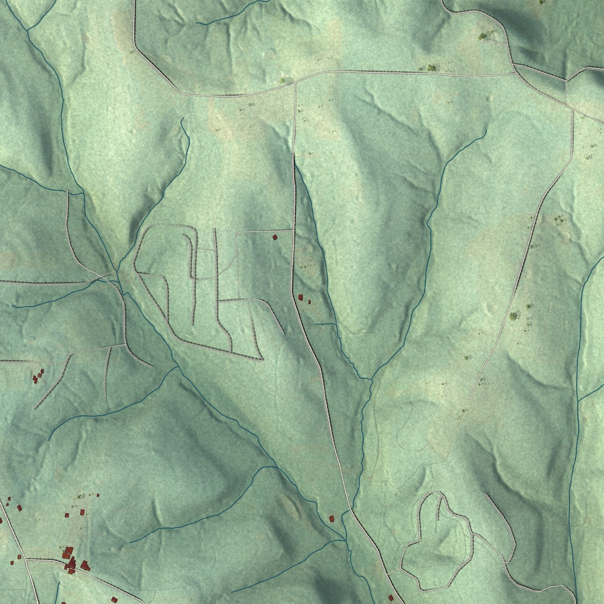 Second close-up of the map of Brokenstraw, Pennsylvania print showing more streets and buildings