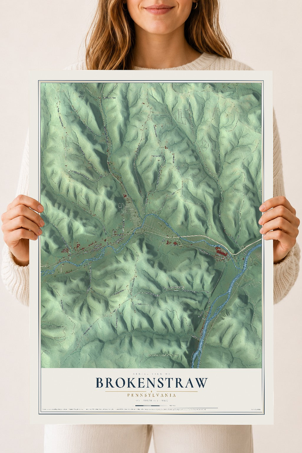Map of Brokenstraw, Pennsylvania, 18 x 24 inch unframed archival matte print