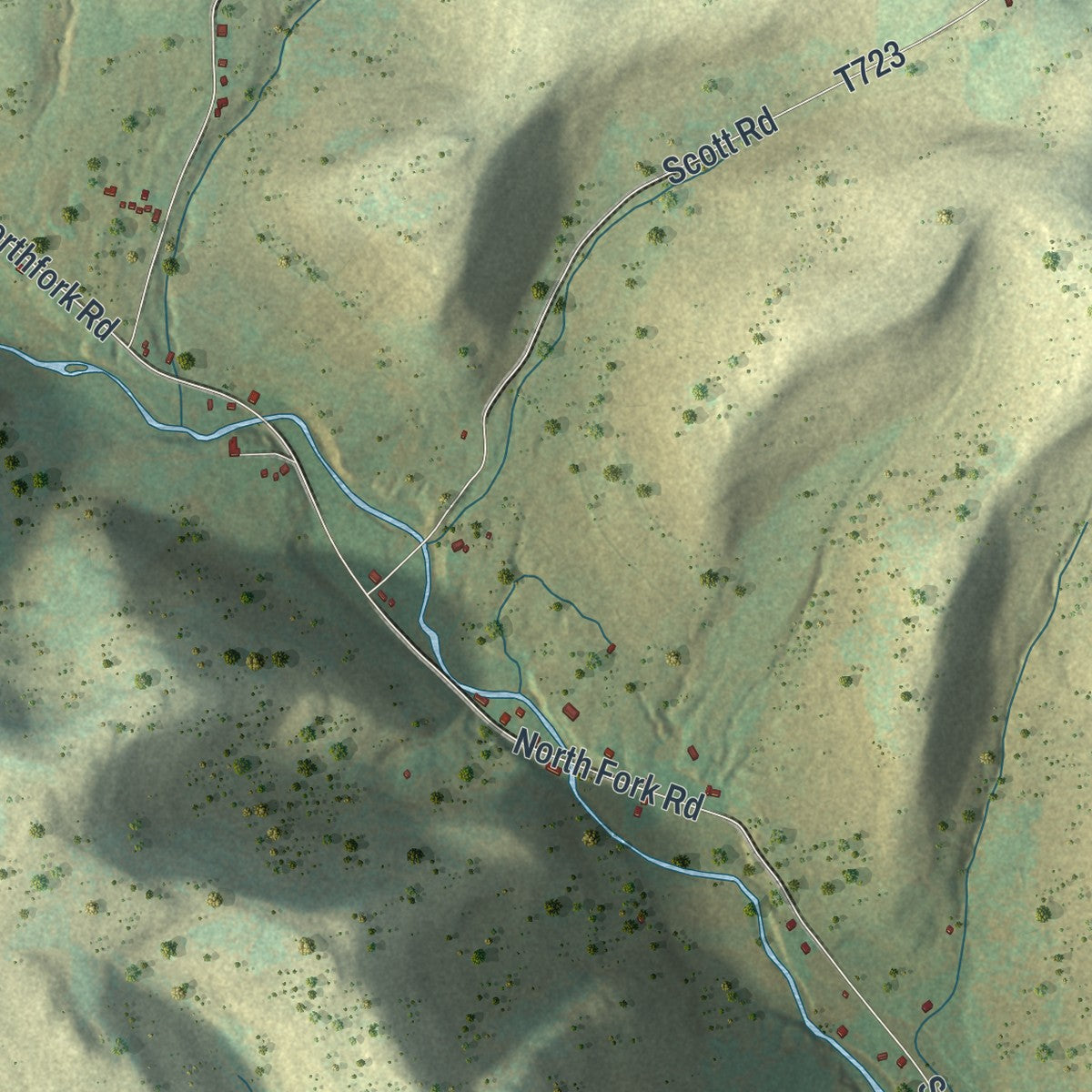 Second close-up of the map of Brookfield, Pennsylvania print showing more streets and buildings