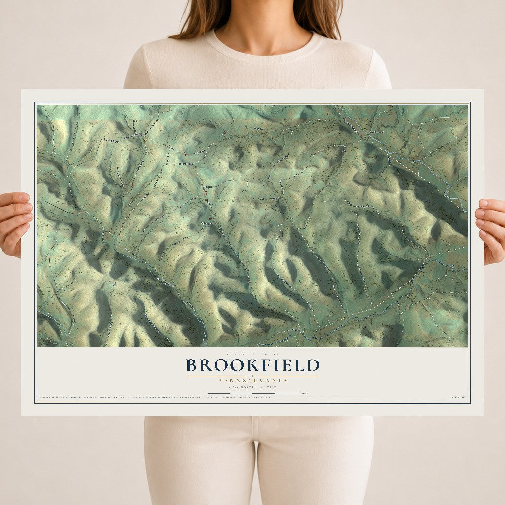 Map of Brookfield, Pennsylvania, 18 x 24 inch unframed archival matte print