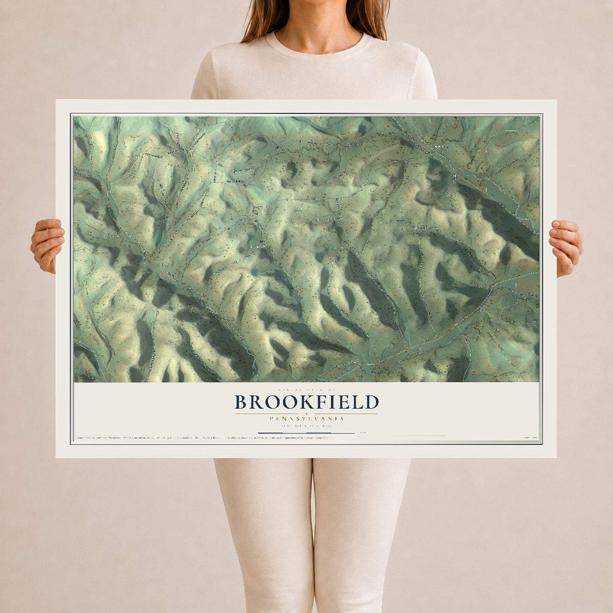Map of Brookfield, Pennsylvania, 24 x 36 inch unframed archival matte print