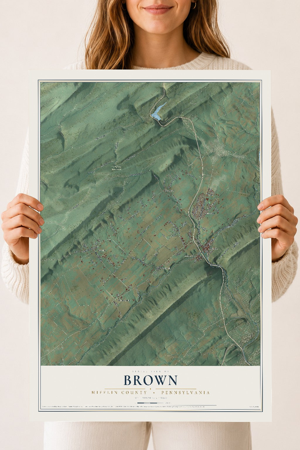 Map of Brown, Mifflin County, Pennsylvania, 18 x 24 inch unframed archival matte print