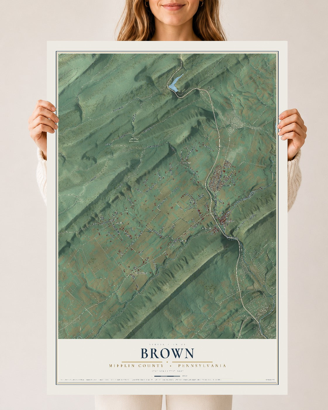 Map of Brown, Mifflin County, Pennsylvania, 24 x 36 inch unframed archival matte print