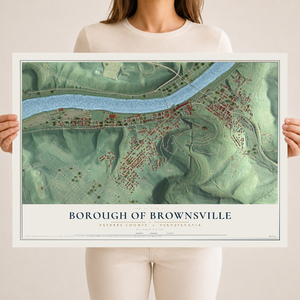 Map of the Borough of Brownsville, Fayette County, Pennsylvania, 18 x 24 inch unframed archival matte print