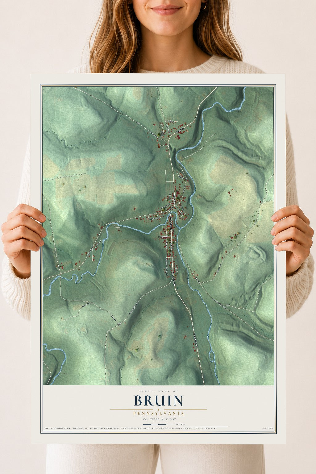 Map of Bruin, Pennsylvania, 18 x 24 inch unframed archival matte print