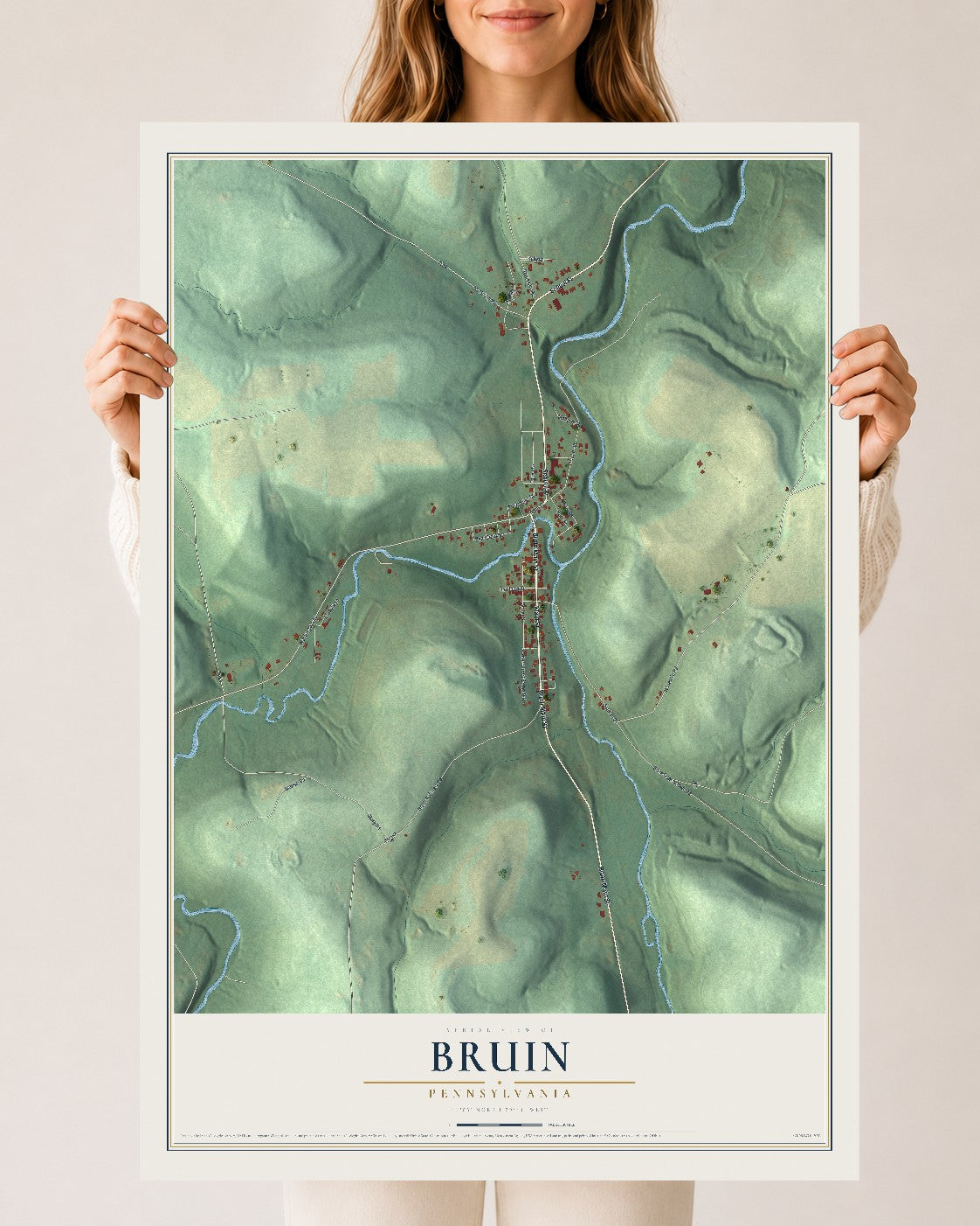 Map of Bruin, Pennsylvania, 24 x 36 inch unframed archival matte print