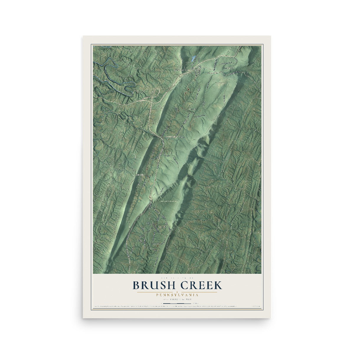 Map of Brush Creek, Pennsylvania, 12 x 18 inch unframed archival matte print