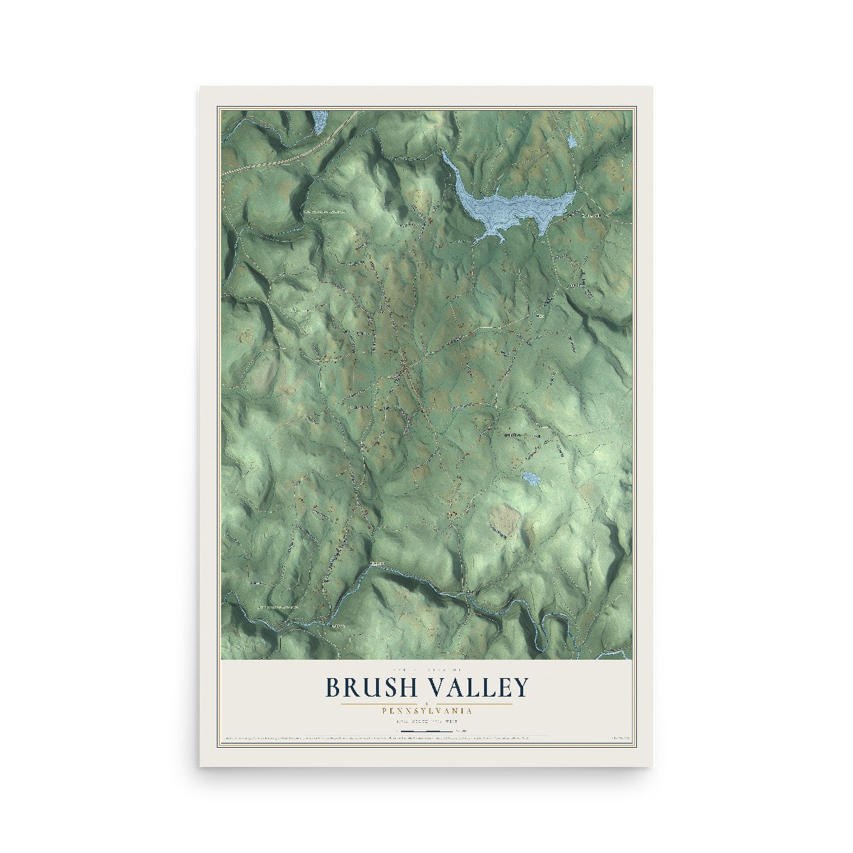 Map of Brush Valley, Pennsylvania, 12 x 18 inch unframed archival matte print