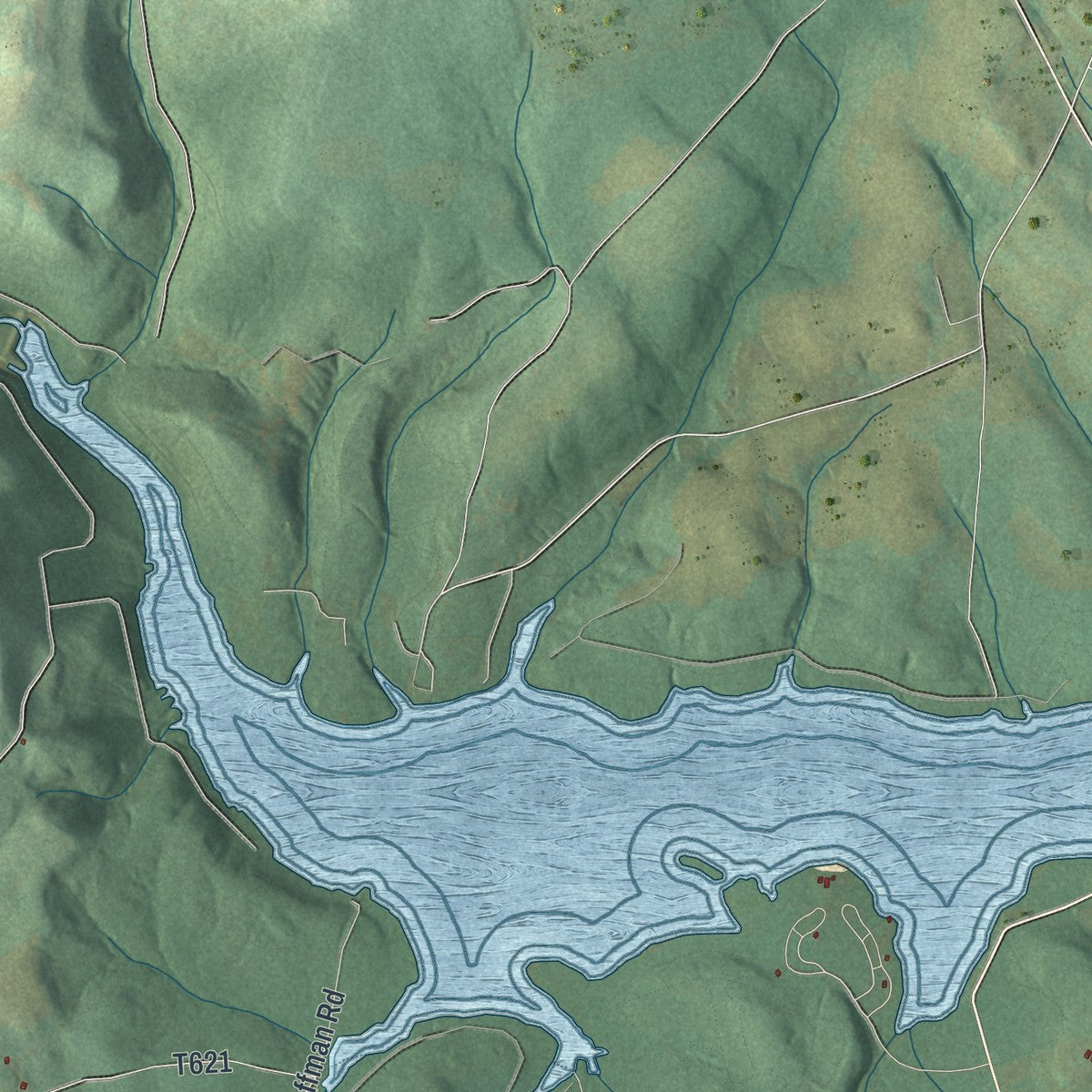 Close-up of the map of Brush Valley, Pennsylvania print showing street and building detail