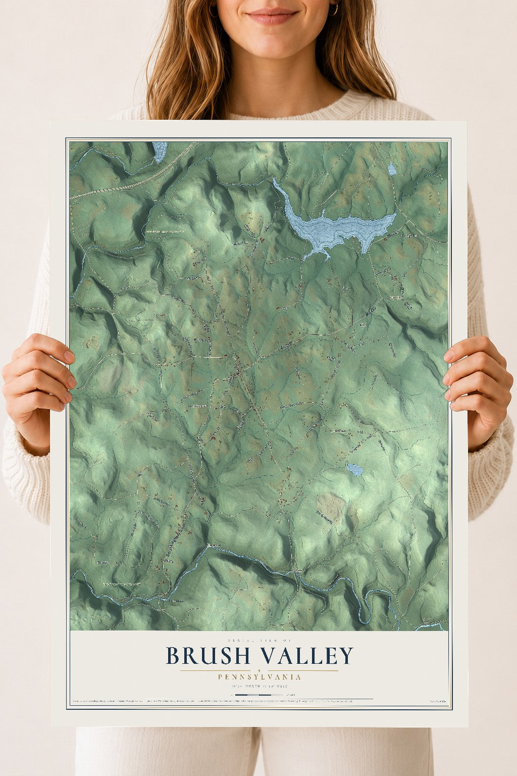 Map of Brush Valley, Pennsylvania, 18 x 24 inch unframed archival matte print