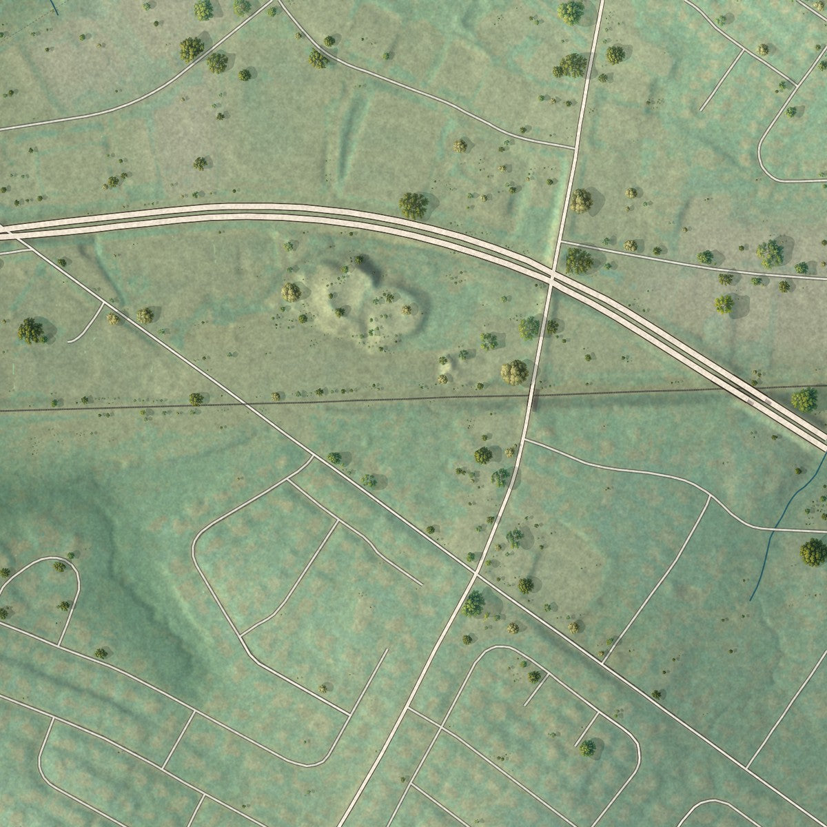 Second close-up of the map of Bryn Athyn, Pennsylvania print showing more streets and buildings