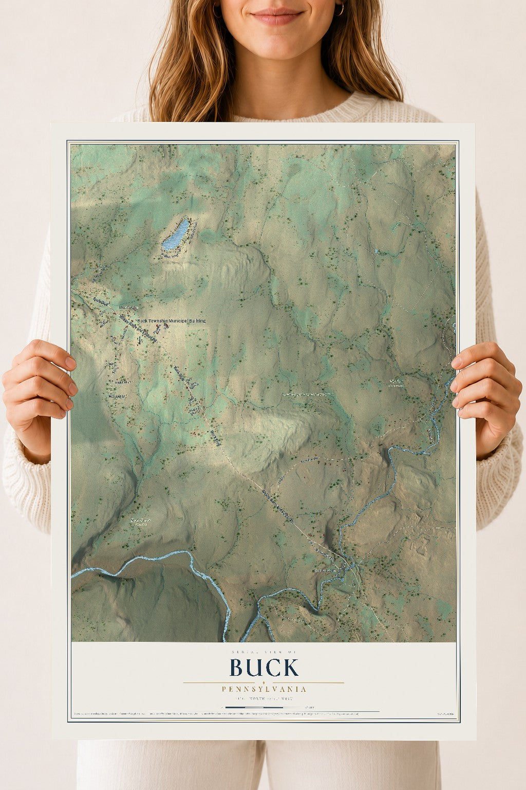 Map of Buck, Pennsylvania, 18 x 24 inch unframed archival matte print
