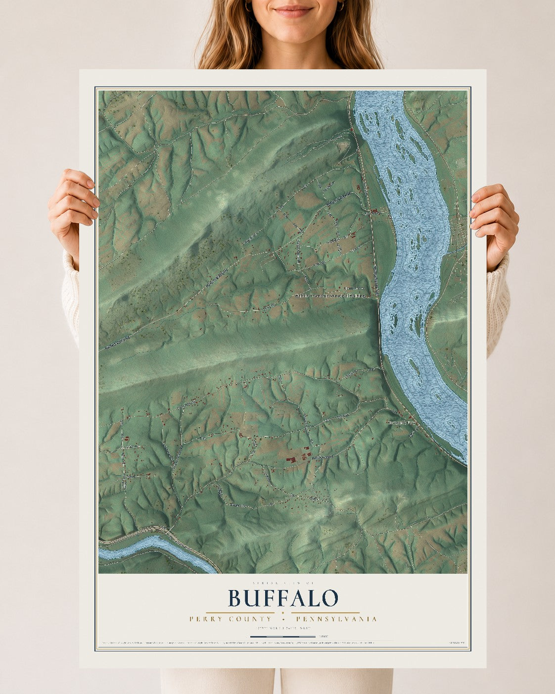 Map of Buffalo, Perry County, Pennsylvania, 24 x 36 inch unframed archival matte print