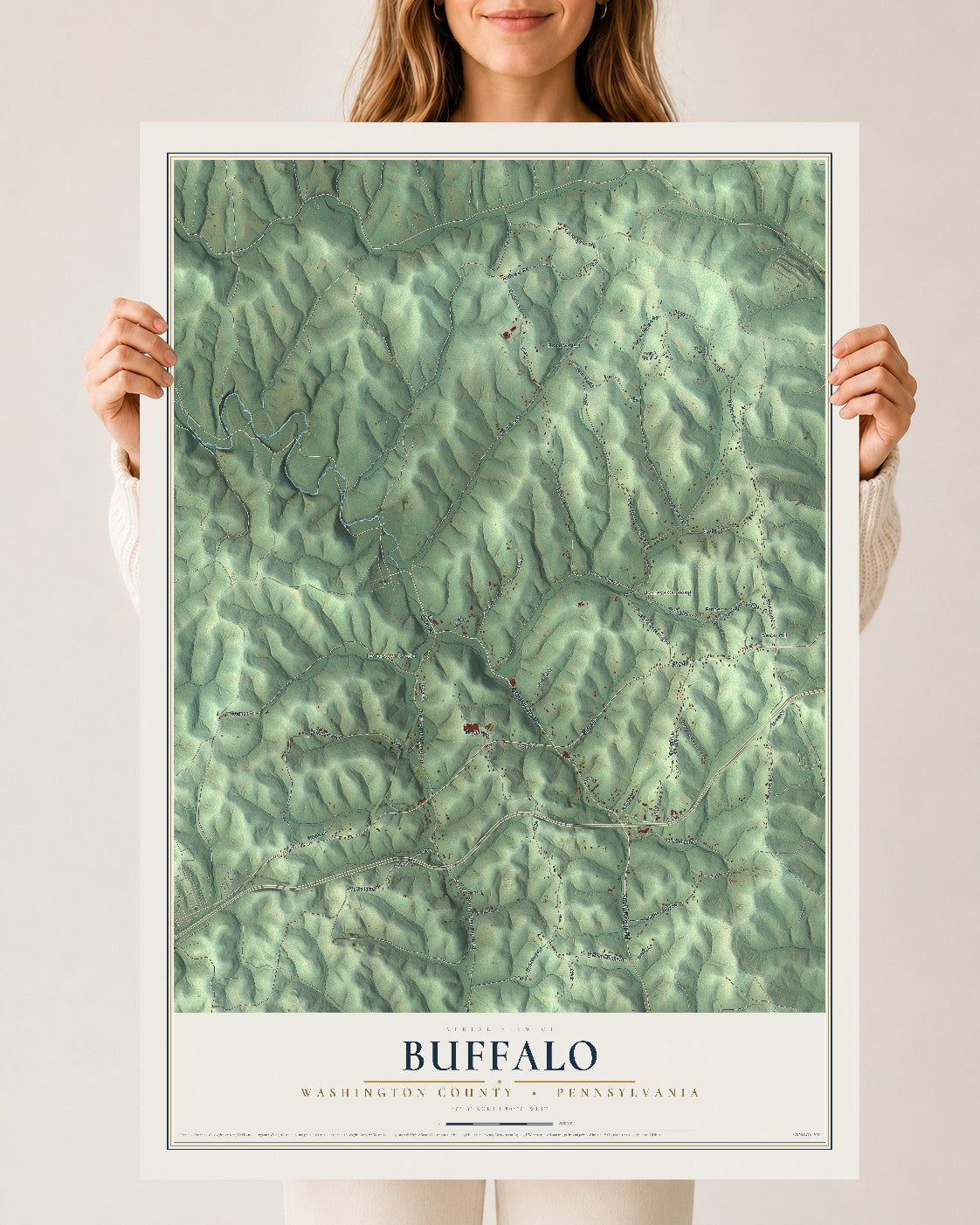 Map of Buffalo, Washington County, Pennsylvania, 24 x 36 inch unframed archival matte print