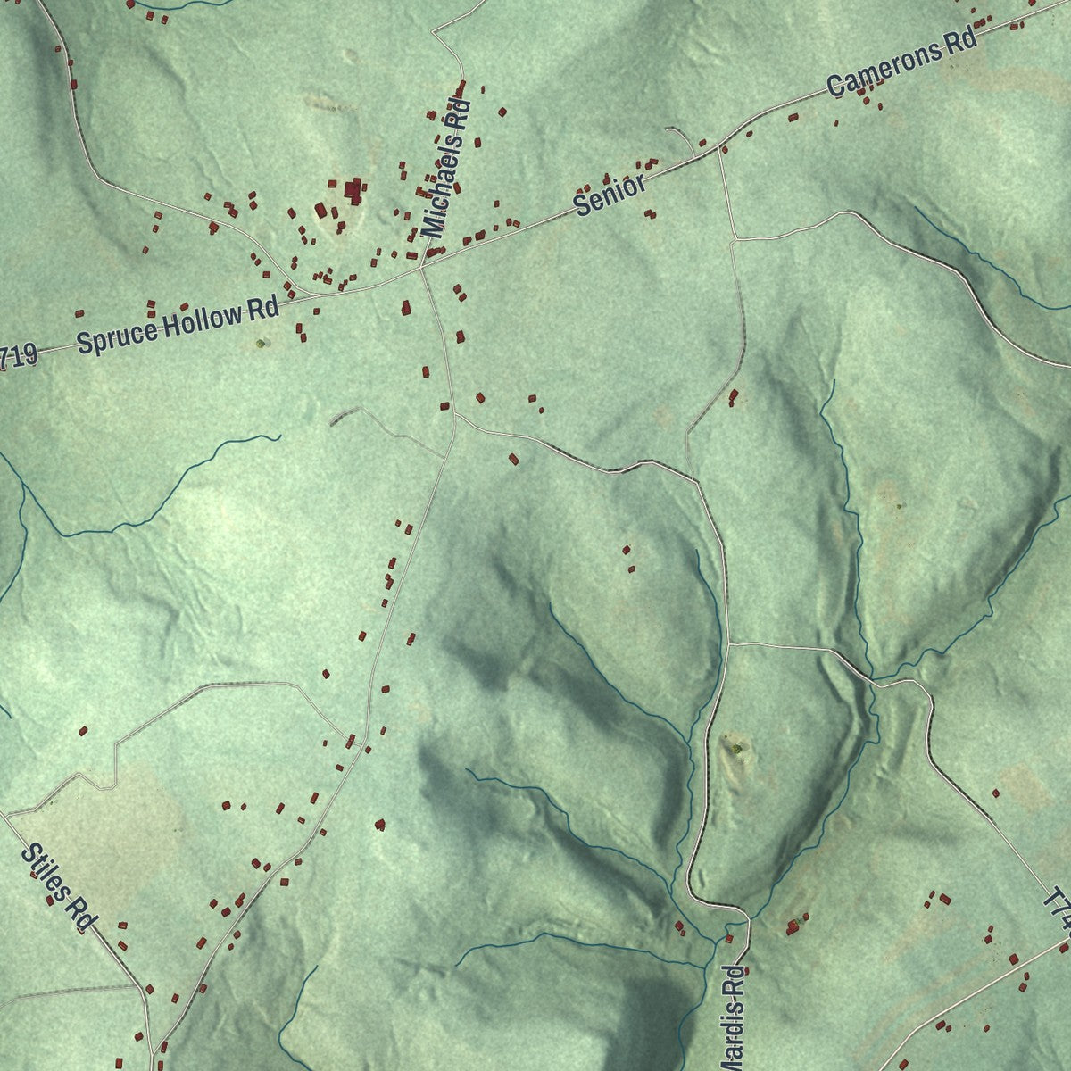 Close-up of the map of Buffington, Pennsylvania print showing street and building detail