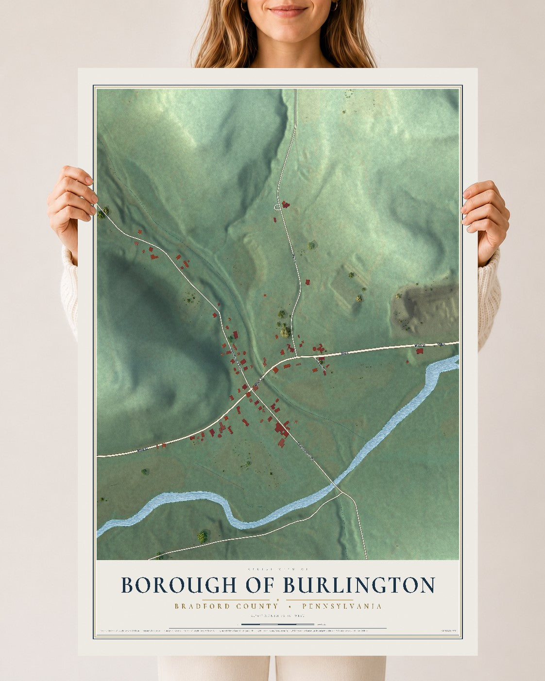 Map of the Borough of Burlington, Bradford County, Pennsylvania, 24 x 36 inch unframed archival matte print