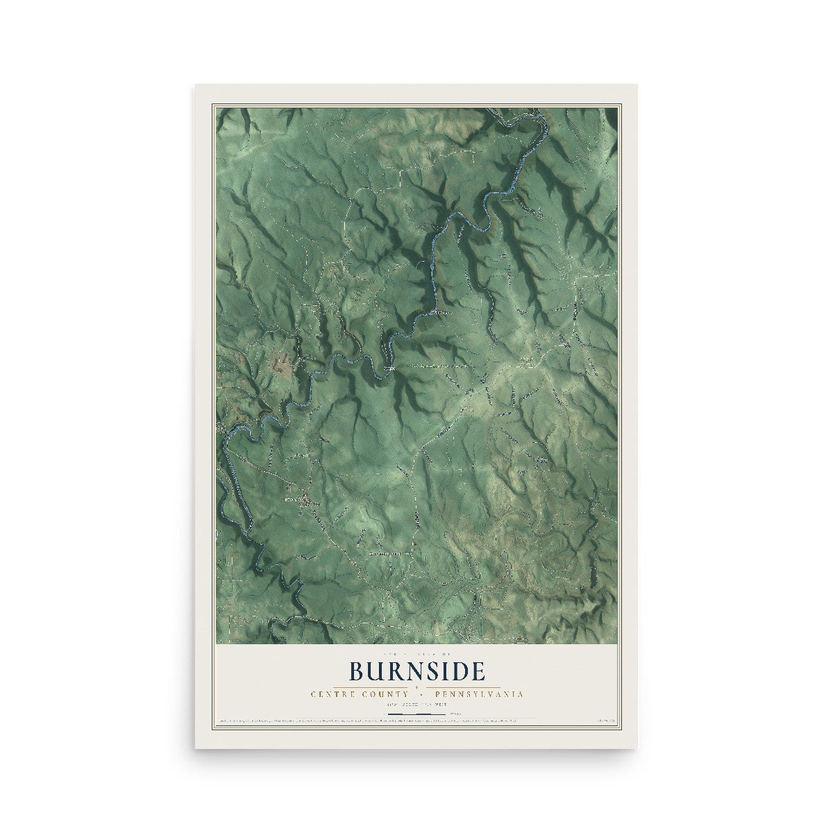 Map of Burnside, Centre County, Pennsylvania, 12 x 18 inch unframed archival matte print