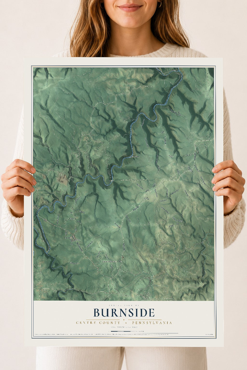 Map of Burnside, Centre County, Pennsylvania, 18 x 24 inch unframed archival matte print