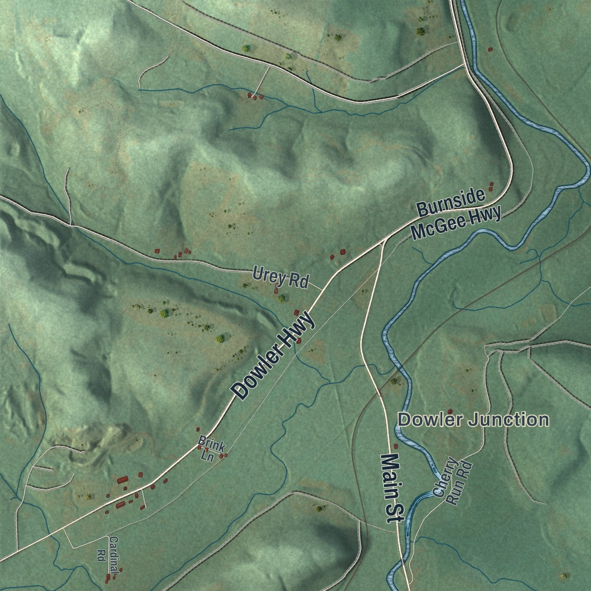 Close-up of the map of Burnside, Clearfield County, Pennsylvania print showing street and building detail