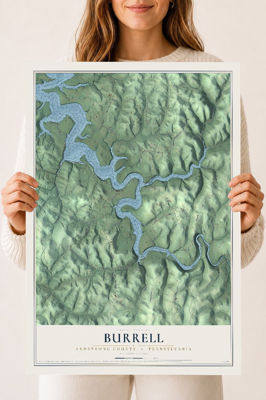 Map of Burrell, Armstrong County, Pennsylvania, 18 x 24 inch unframed archival matte print