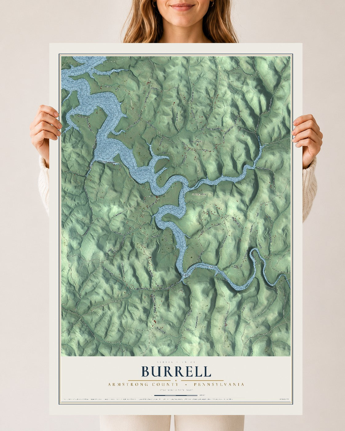 Map of Burrell, Armstrong County, Pennsylvania, 24 x 36 inch unframed archival matte print