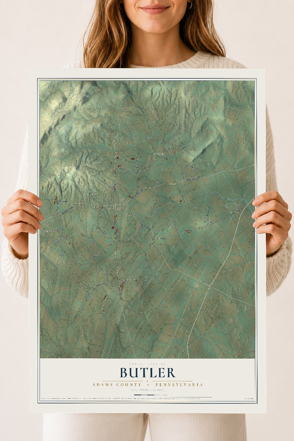Map of Butler, Adams County, Pennsylvania, 18 x 24 inch unframed archival matte print