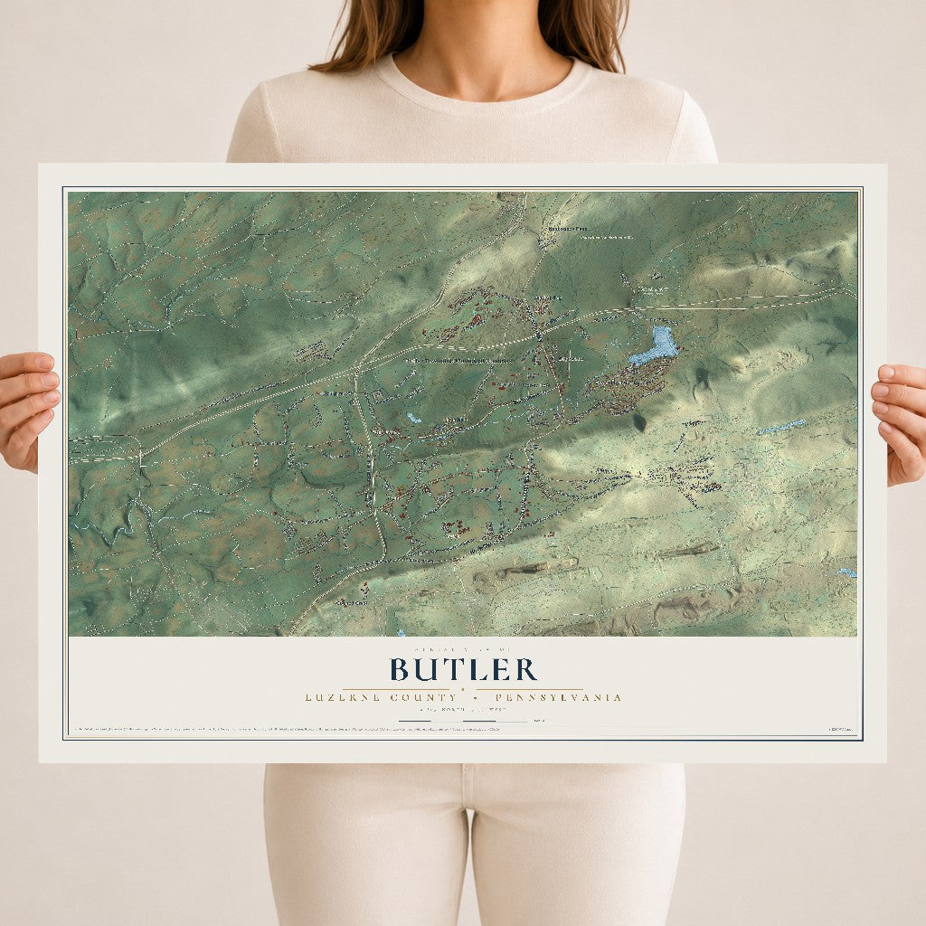 Map of Butler, Luzerne County, Pennsylvania, 18 x 24 inch unframed archival matte print