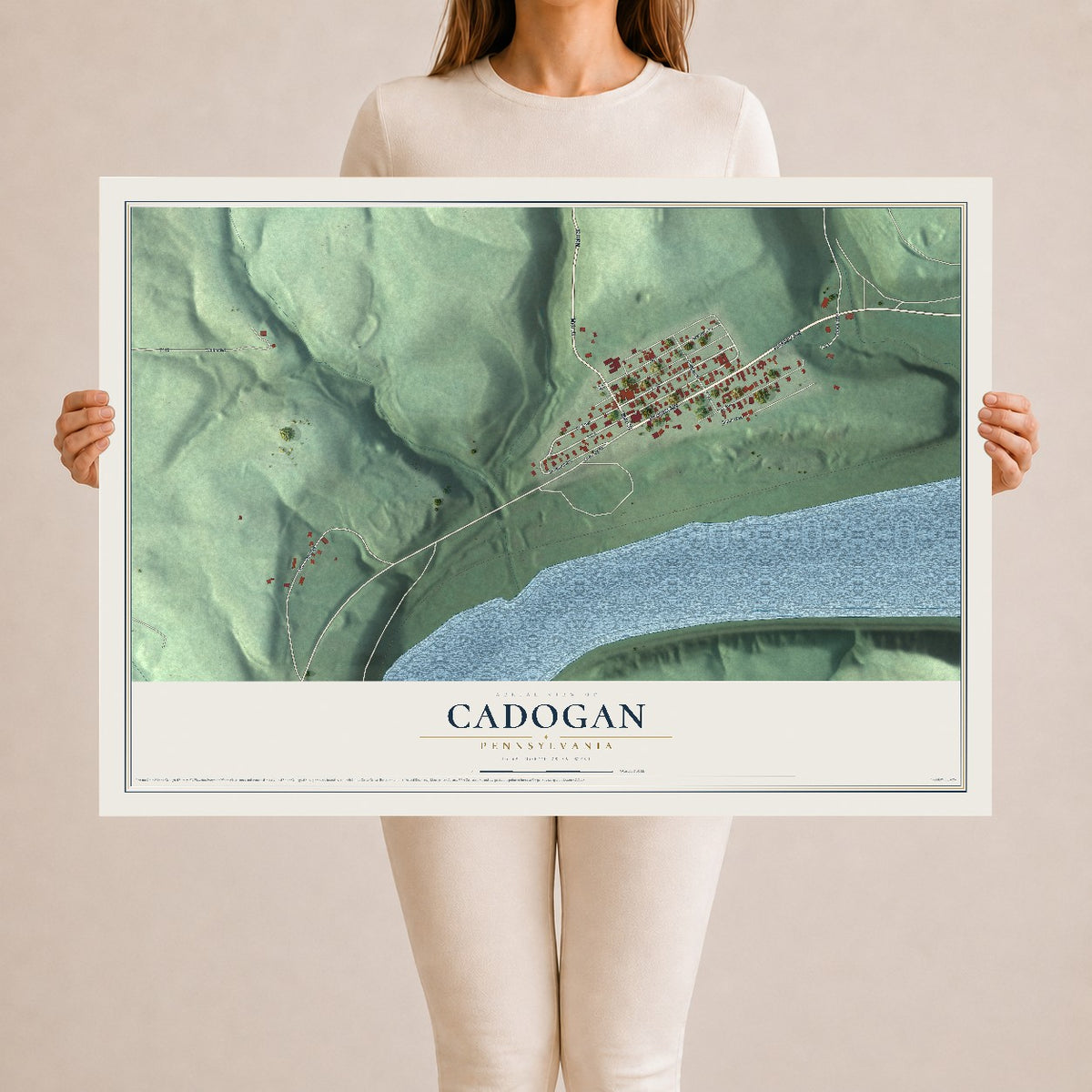Map of Cadogan, Pennsylvania, 24 x 36 inch unframed archival matte print