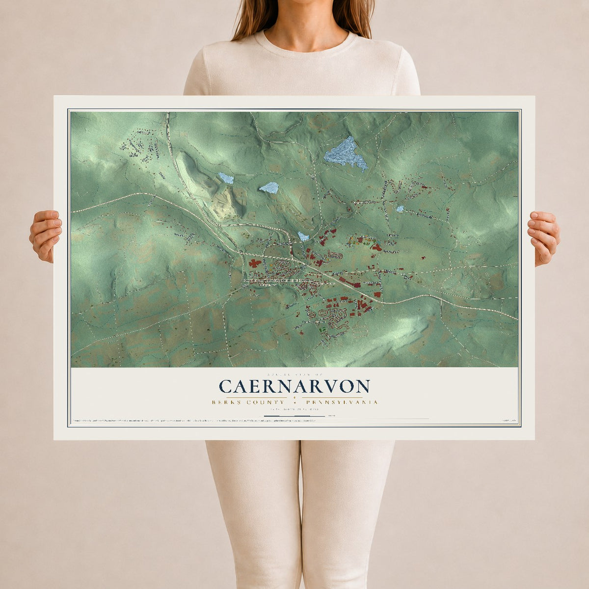 Map of Caernarvon, Berks County, Pennsylvania, 24 x 36 inch unframed archival matte print