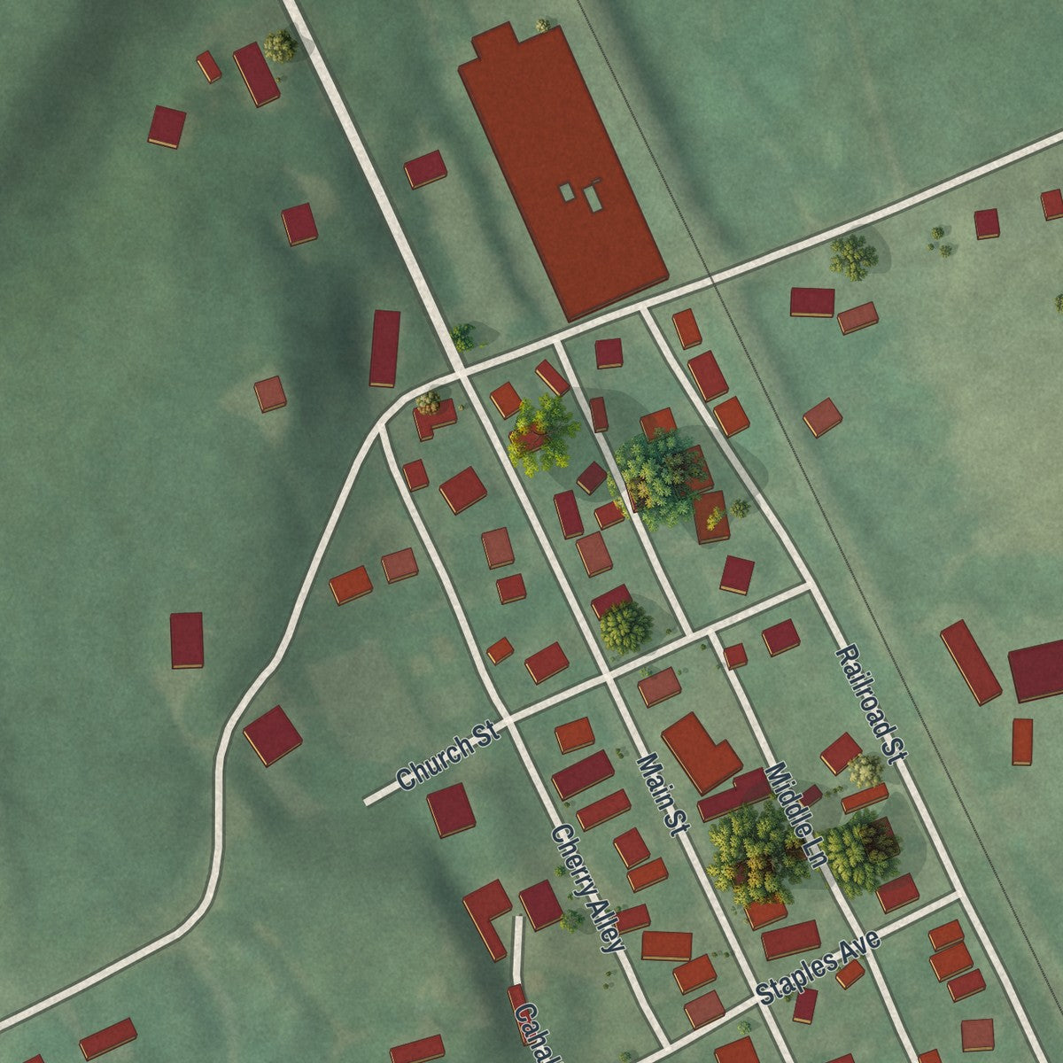 Close-up of the map of Callery, Pennsylvania print showing street and building detail