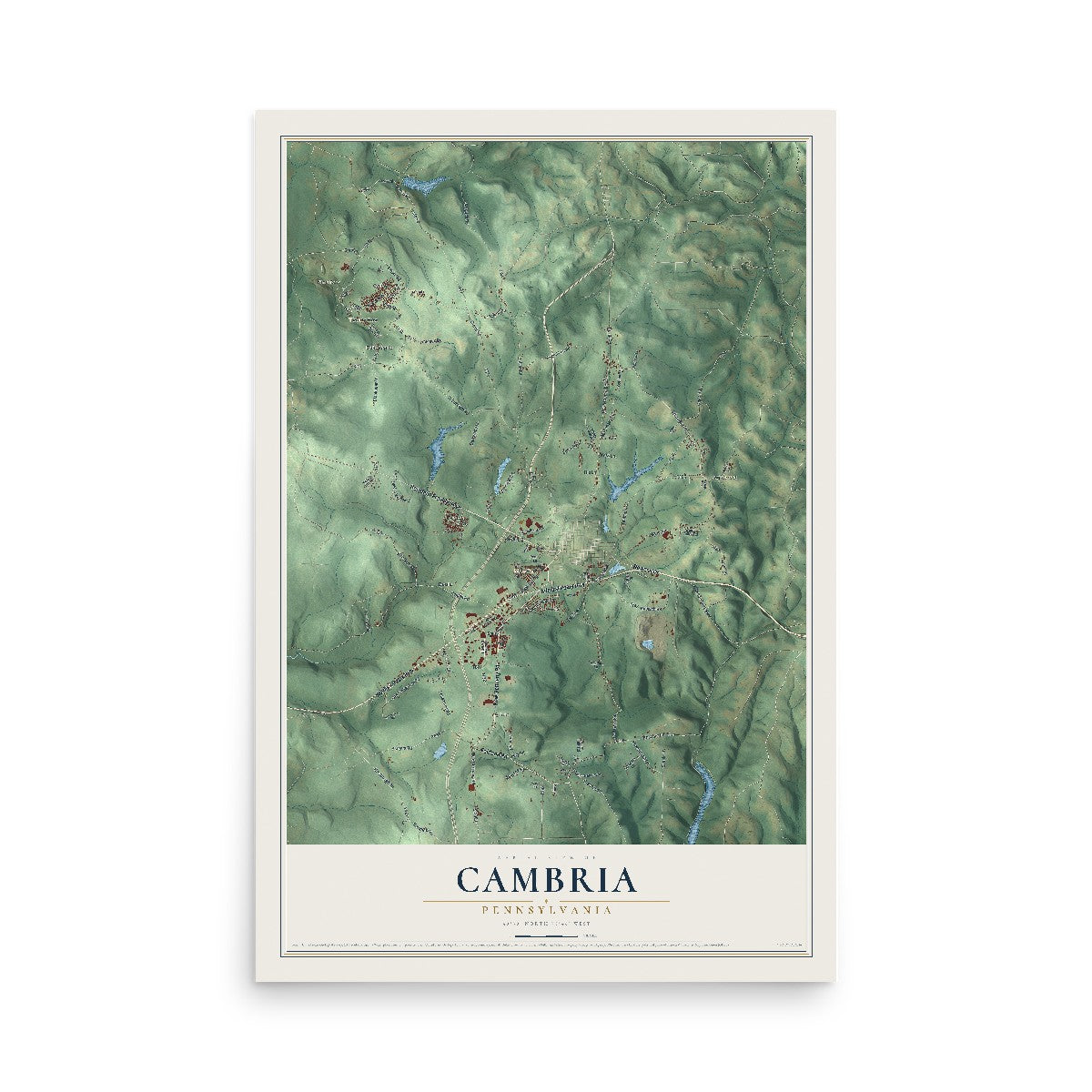 Map of Cambria, Pennsylvania, 12 x 18 inch unframed archival matte print