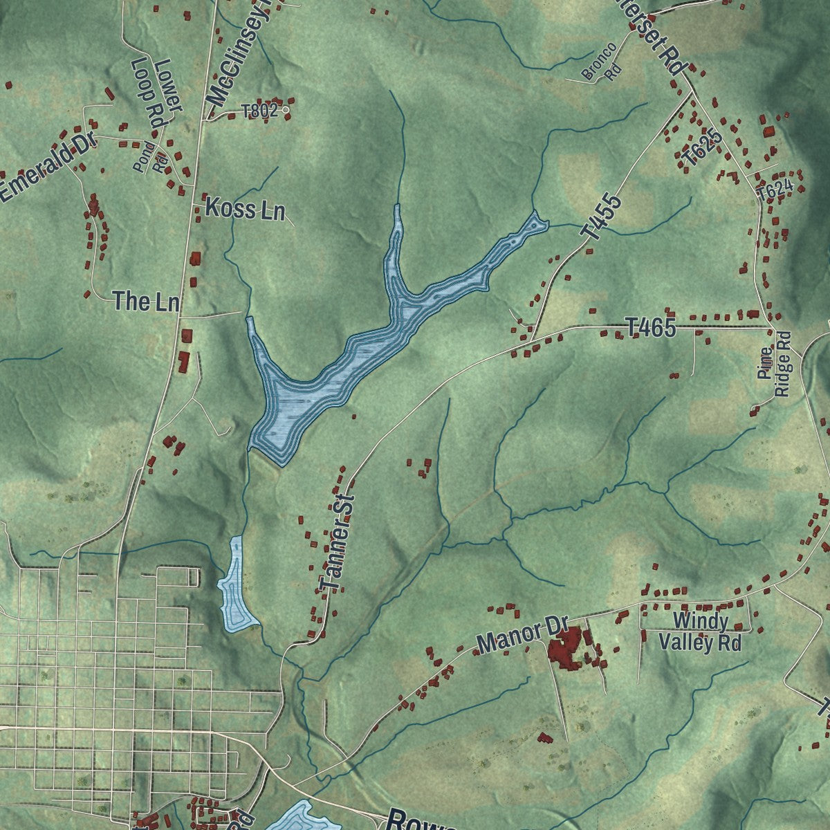 Second close-up of the map of Cambria, Pennsylvania print showing more streets and buildings