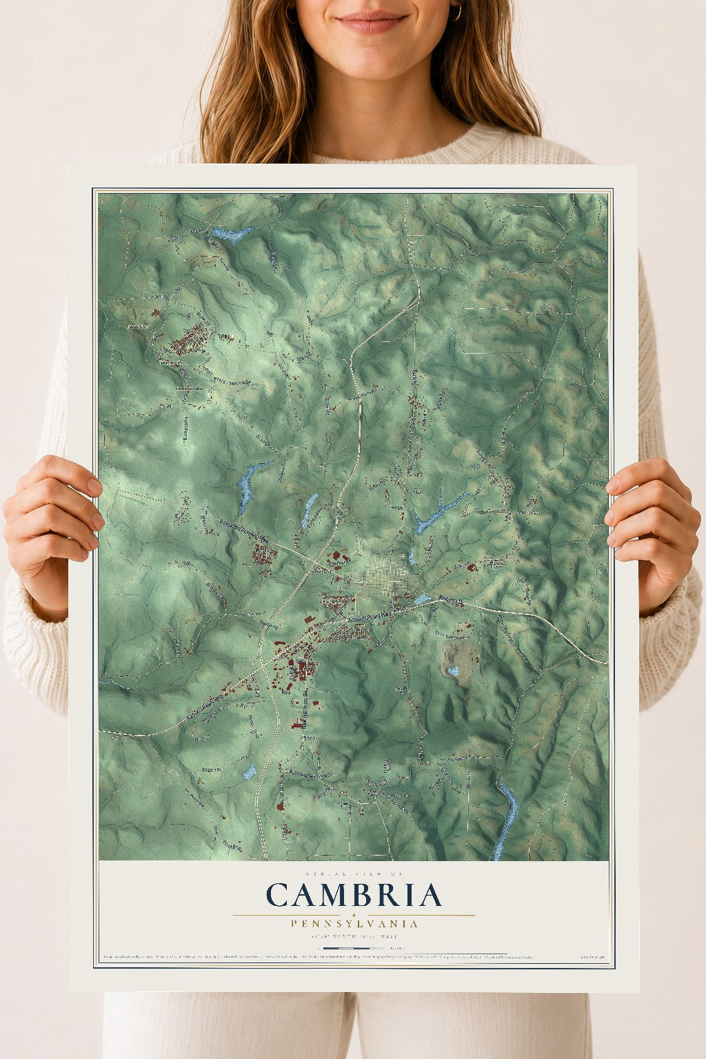 Map of Cambria, Pennsylvania, 18 x 24 inch unframed archival matte print