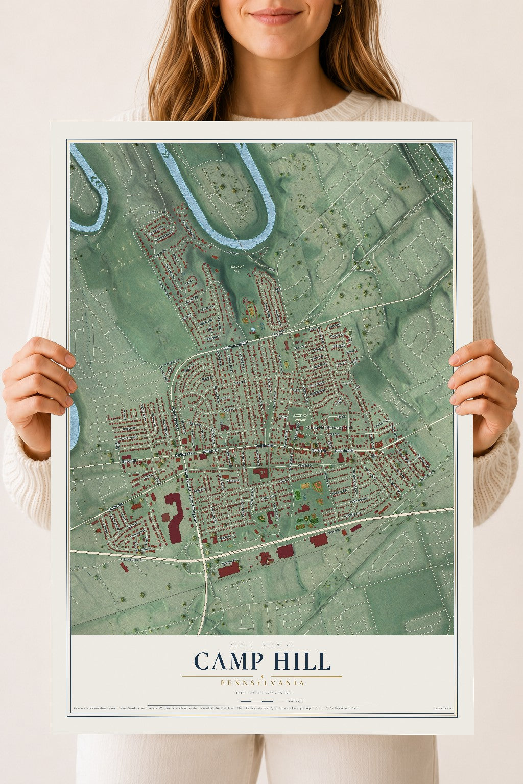 Map of Camp Hill, Pennsylvania, 18 x 24 inch unframed archival matte print