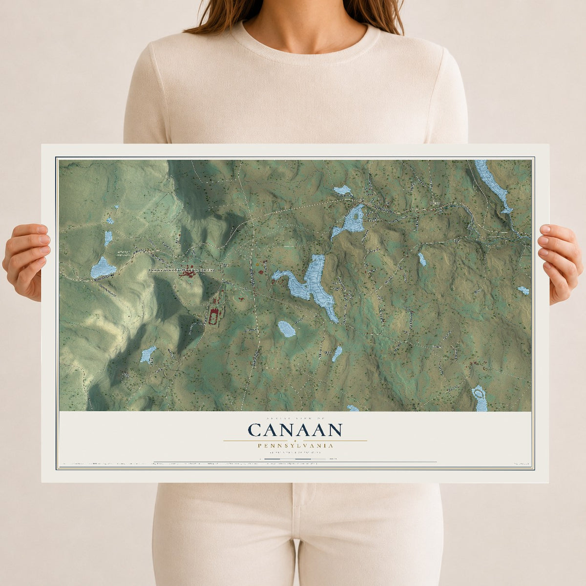 Map of Canaan, Pennsylvania, 12 x 18 inch unframed archival matte print
