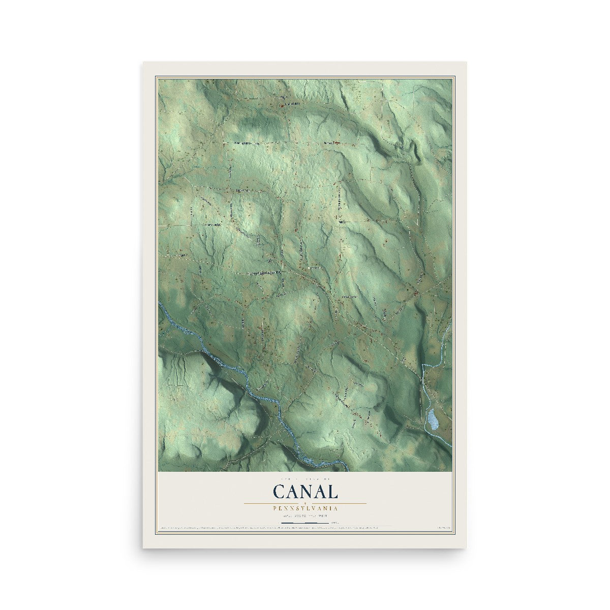 Map of Canal, Pennsylvania, 12 x 18 inch unframed archival matte print