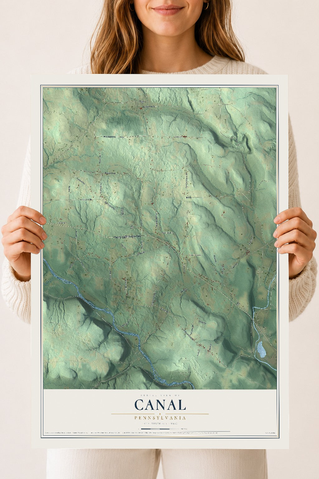 Map of Canal, Pennsylvania, 18 x 24 inch unframed archival matte print