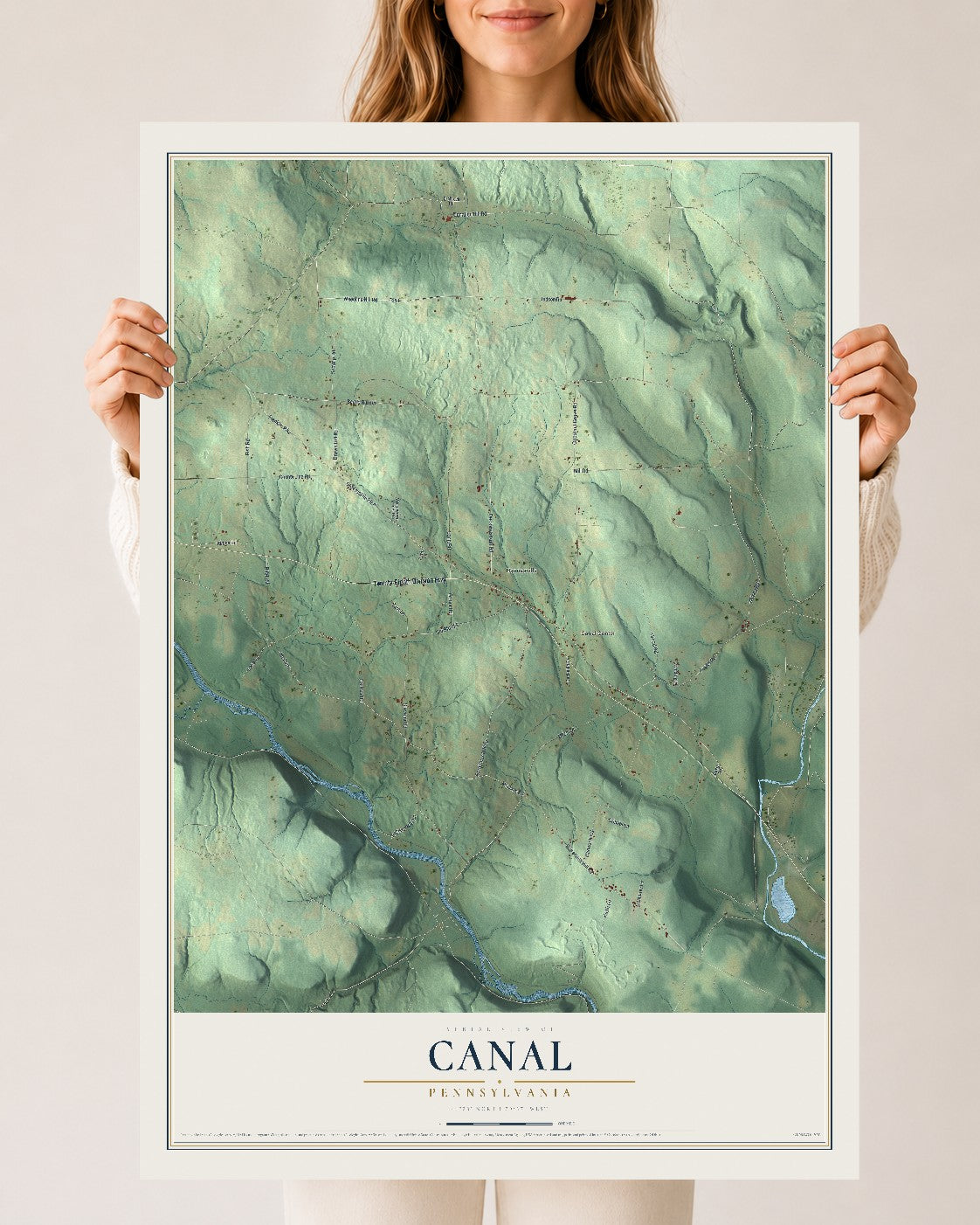 Map of Canal, Pennsylvania, 24 x 36 inch unframed archival matte print