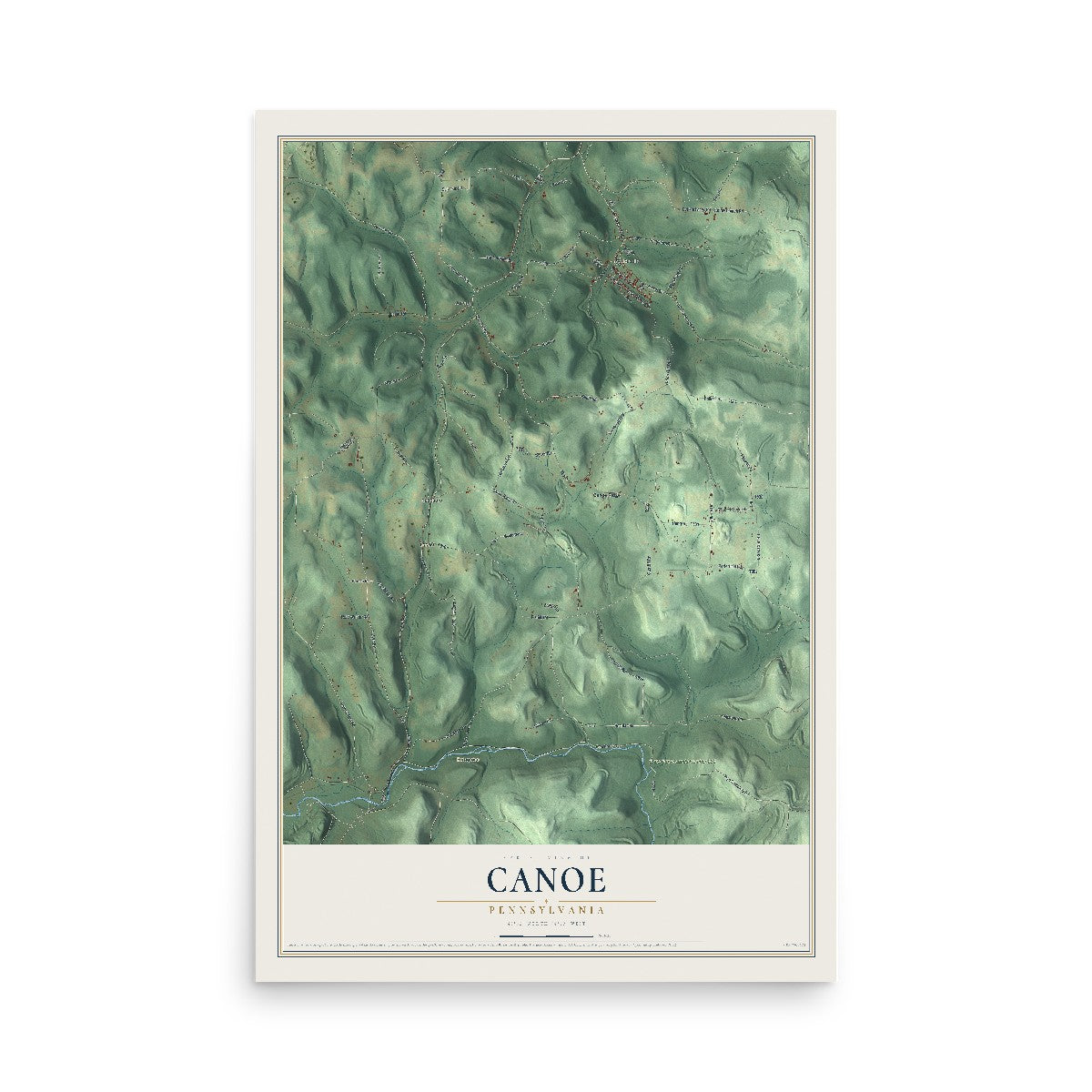 Map of Canoe, Pennsylvania, 12 x 18 inch unframed archival matte print