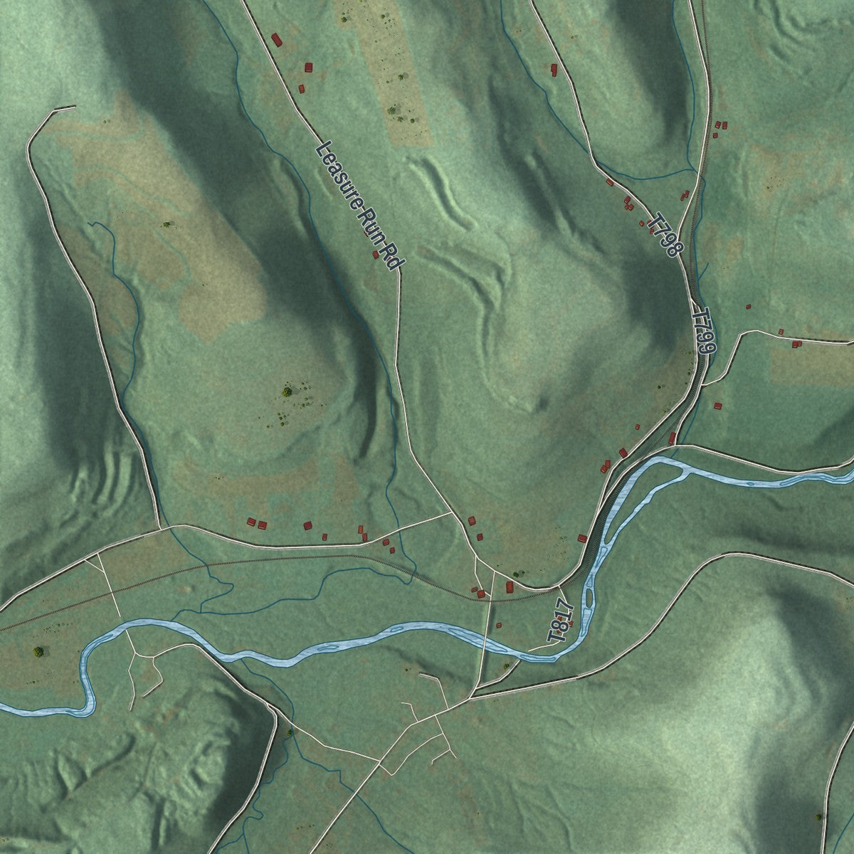 Second close-up of the map of Canoe, Pennsylvania print showing more streets and buildings