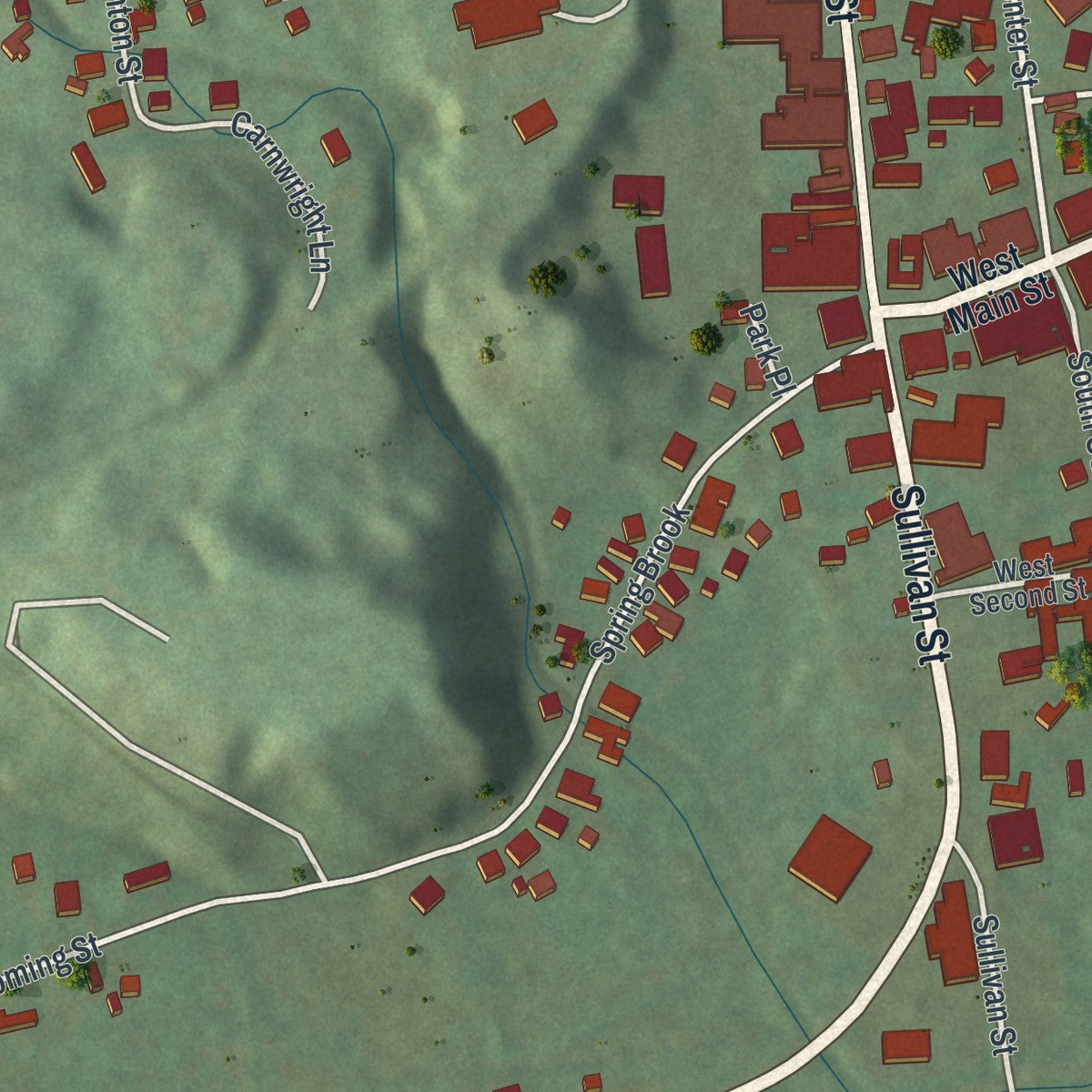 Second close-up of the map of the Borough of Canton, Bradford County, Pennsylvania print showing more streets and buildings