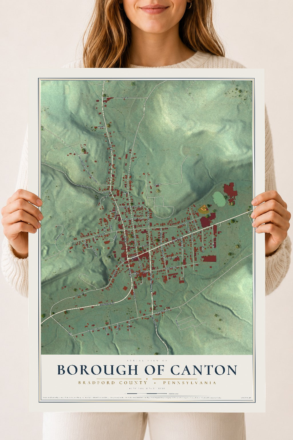 Map of the Borough of Canton, Bradford County, Pennsylvania, 18 x 24 inch unframed archival matte print