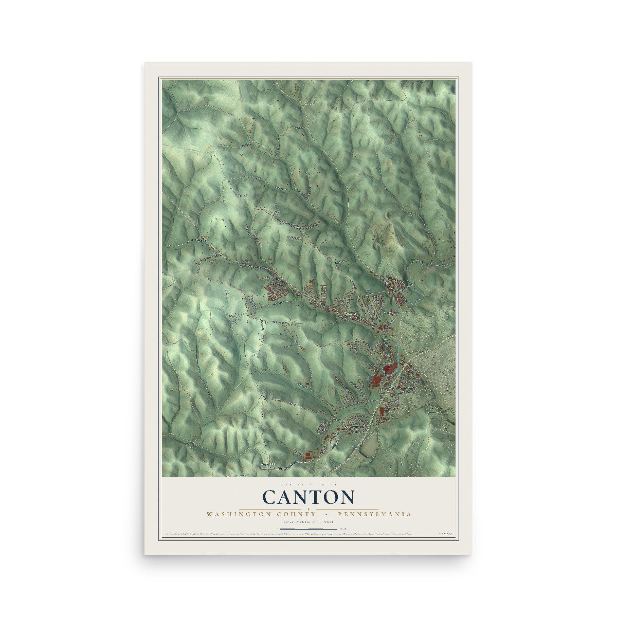 Map of Canton, Washington County, Pennsylvania, 12 x 18 inch unframed archival matte print